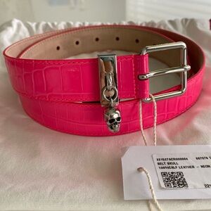 ALEXANDER MCQUEEN BELT Pink Calf Skin NEW